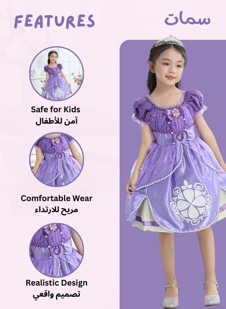 بريميم فستان بنفسجي مستوحى من الأميرة صوفيا للبنات - فستان حفلات ملكي مع تاج، مناسب لأعياد الميلاد والهالوين والمناسبات التنكرية - Image 2